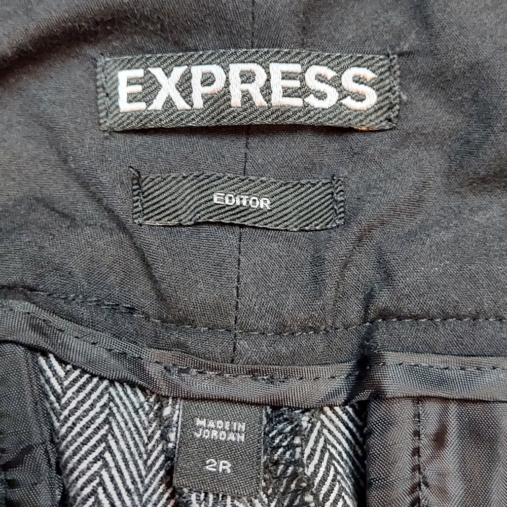 Express Editor Black Gray Striped Mid Rise Trouser Dress Pants Size 2R - Picture 11 of 13